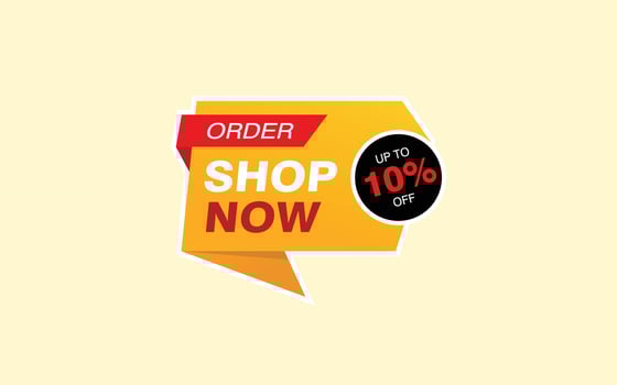 10 Percent discount offer, clearance, promotion banner layout with sticker badge. vector