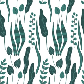 Green leaves seamless pattern isolated vector illustration. Plant background.