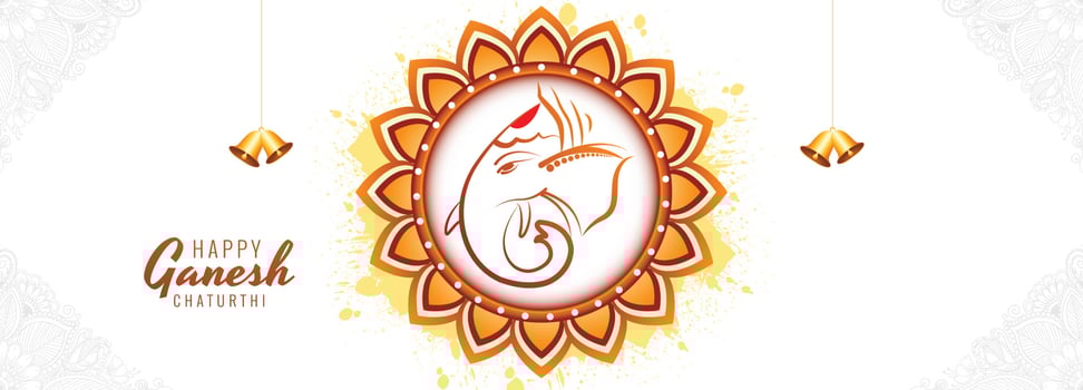 Happy ganesh chaturthi indian religious festival banner card design vector