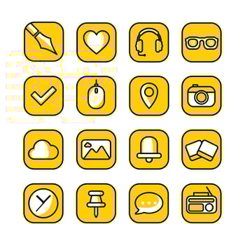 App icons set flat line vector