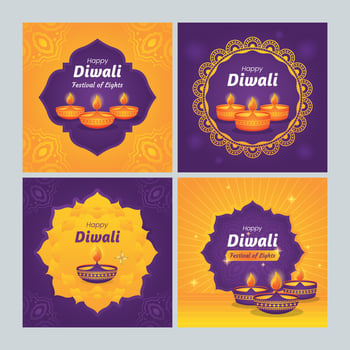 Diwali Social Media Templates vector