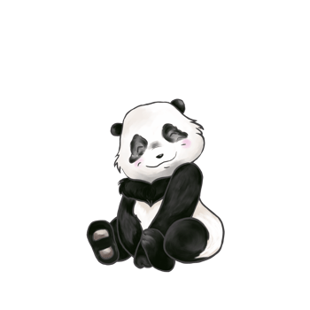 Cute beautiful panda bear sits with a smile face, isolate image. png