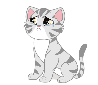 The sitting American Shorthair cat that acts as a gloomy and sad emotion. Doodle and cartoon art. png
