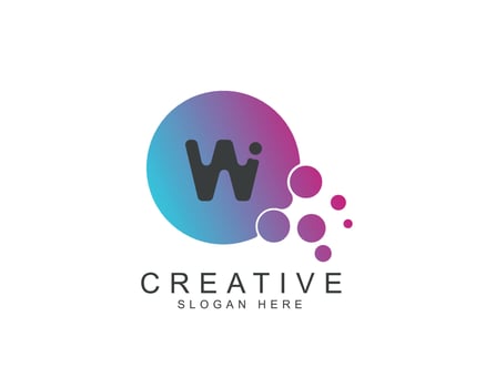 Letter W Point Logo Design with Blue Purple. Illustration of Colorful Alphabet Vector Letters