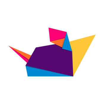 Mouse origami. Abstract colorful vibrant mouse logo design. Animal origami. Transparent background. Illustration png