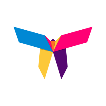 Butterfly origami. Abstract colorful vibrant butterfly logo design. Animal origami. Transparent background. Illustration png