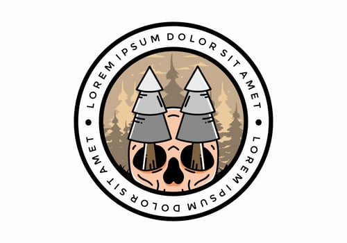 Pine trees stuck in skull illustration design vector