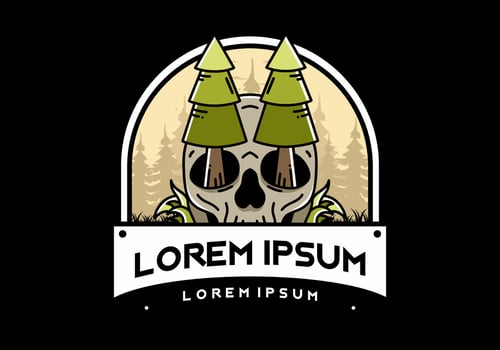 Pine trees stuck in skull illustration design vector