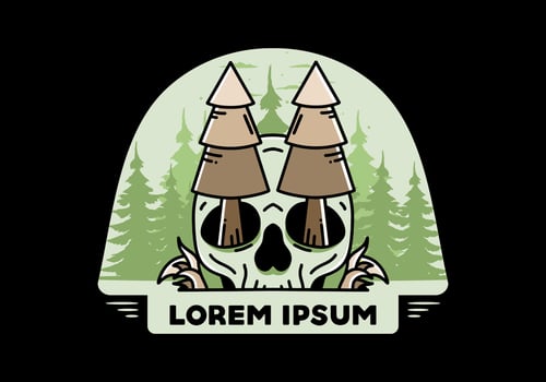 Pine trees stuck in skull illustration design vector