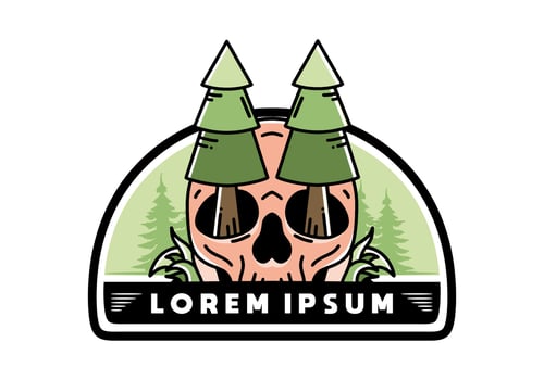 Pine trees stuck in skull illustration design vector
