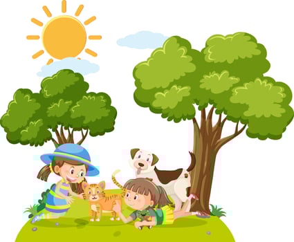 Children outdoor scene isolated vector