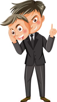 Business man takeing off mask vector