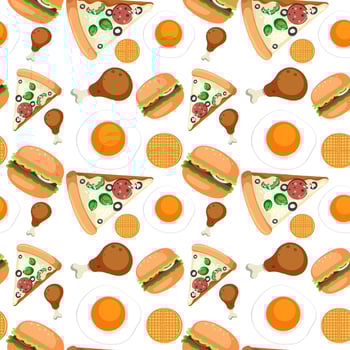 Fast food seamless pattern vector