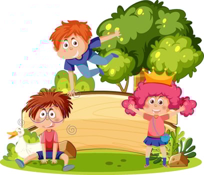 Empty board with cartoon kids vector