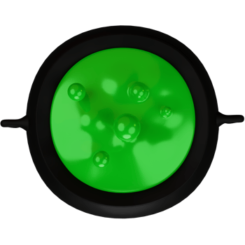 3d cauldron filled with witch potion liquid, for Halloween party celebration decoration png