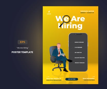 We are hiring illustration poster and flyer template vector