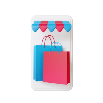 3d shopping bag on handphone png