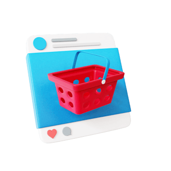 3d shopping cart on social media png