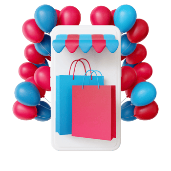 3d shopping bag on handphone png