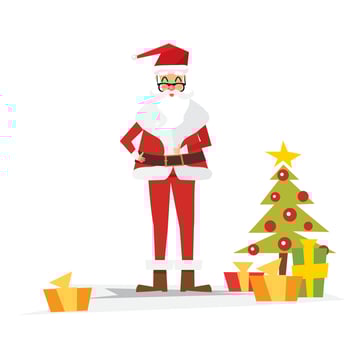Christmas Santa Claus with Gift Box. vector