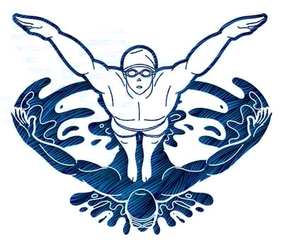 People Swimming Together Group of Swimmer Action vector