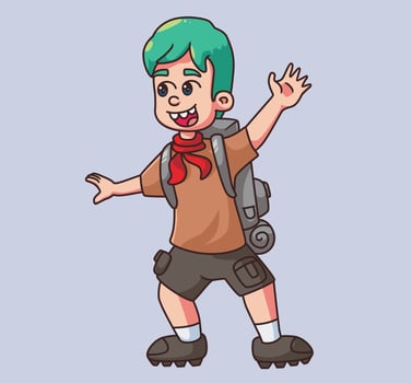 cute children explorer. Isolated cartoon person illustration. Flat Style Sticker element vector