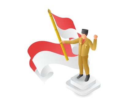 Warriors raise the red and white flag with enthusiasm vector