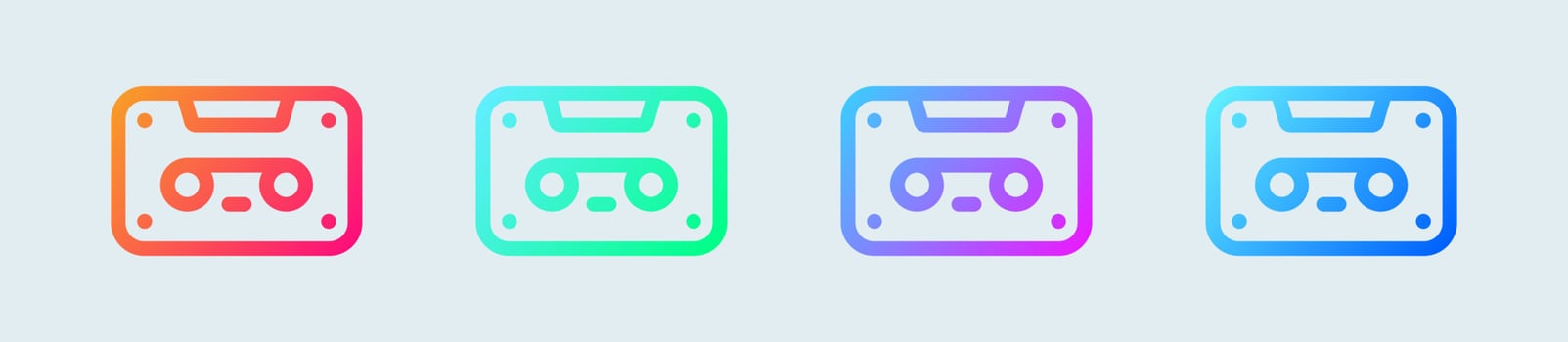 Cassette line icon in gradient colors. Mixtape signs vector illustration.