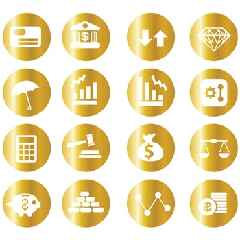 Gold finance icons circle series vector