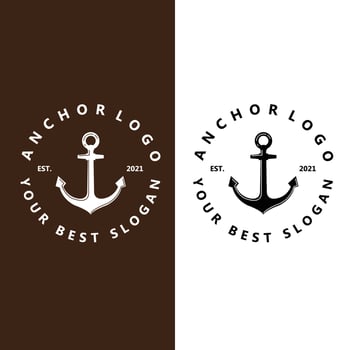 ship anchor logo icon vector, port, retro design illustration vector