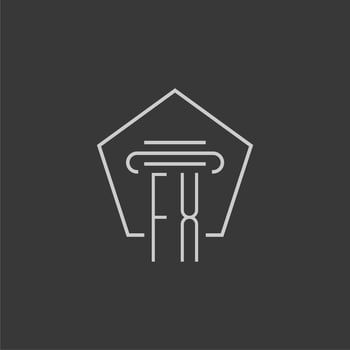 initial monogram FX with monoline pillar logo design vector