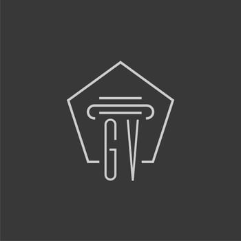 initial monogram GV with monoline pillar logo design vector