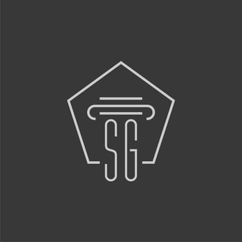 initial monogram SG with monoline pillar logo design vector