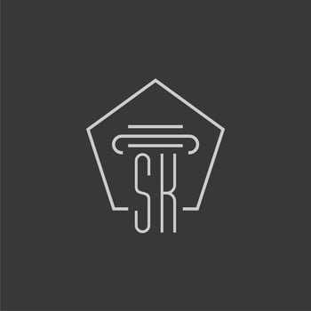 initial monogram SK with monoline pillar logo design vector