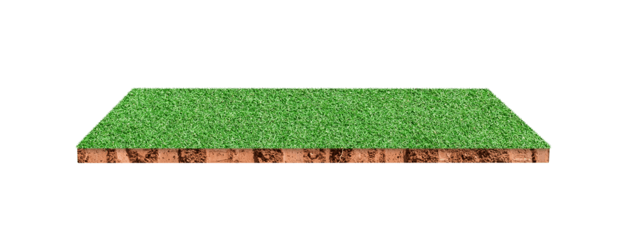 Soil cubic cross section with green grass field png