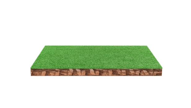 Soil cubic cross section with green grass field png