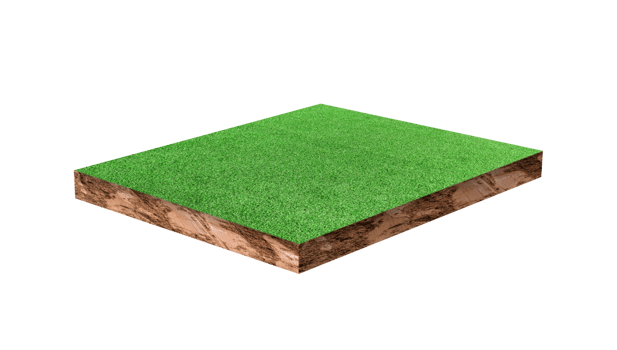 Soil cubic cross section with green grass field png