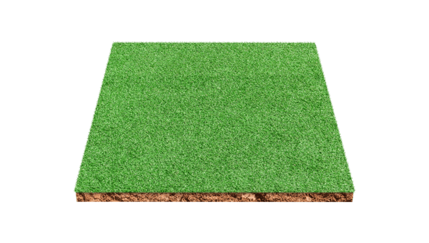 Soil cubic cross section with green grass field png