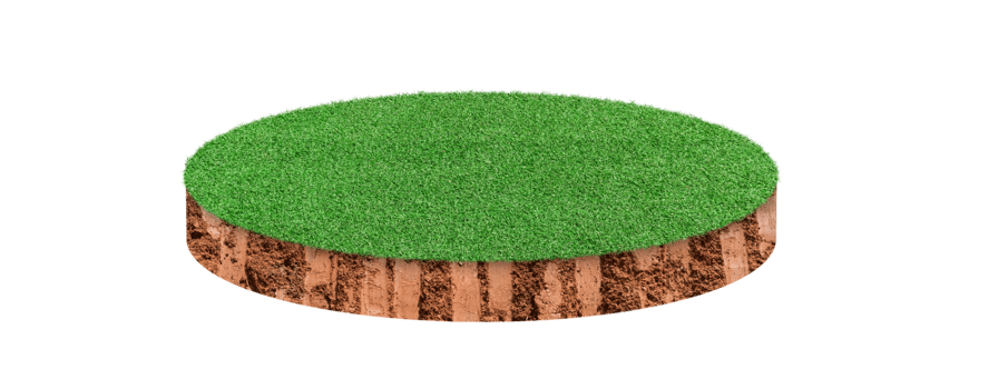 Soil cubic cross section with green grass field png