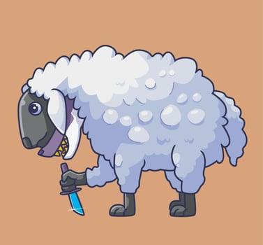the wolf hide on sheep skin. Isolated animal illustration. Flat Style Sticker Icon Premium vector