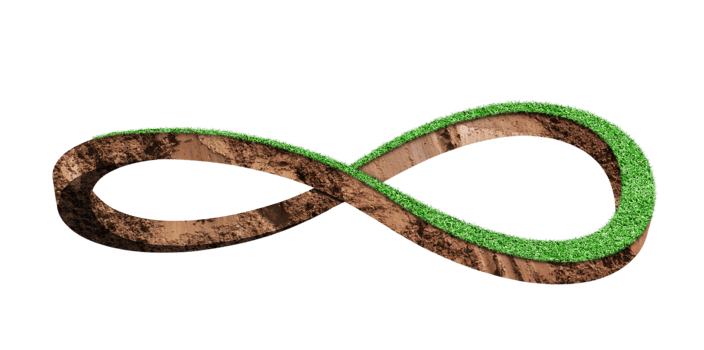 Earth and green grass in form of infinity symbol, isolated png