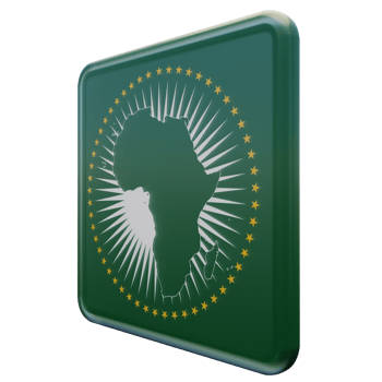 African Union Right View 3d textured glossy square flag png