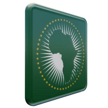 African Union Left View 3d textured glossy square flag png