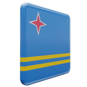 Aruba Left View 3d textured glossy square flag png