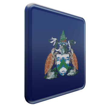 Ascension Island Left View 3d textured glossy square flag png