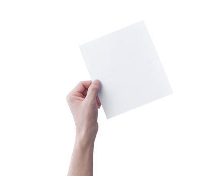 Hand holding white paper isolated. dicut photos png