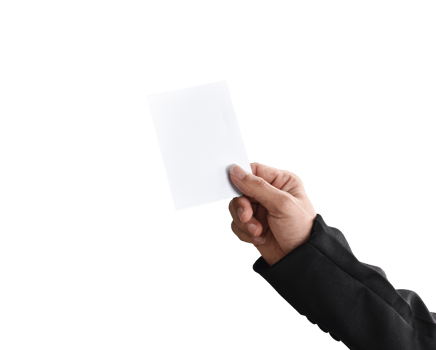 Hand holding white paper isolated. dicut photos png