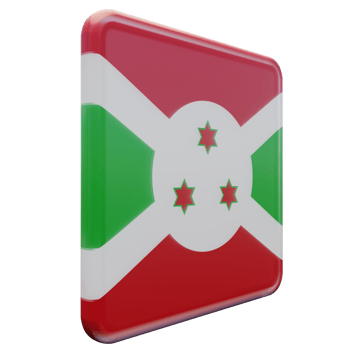 Burundi Left View 3d textured glossy square flag png