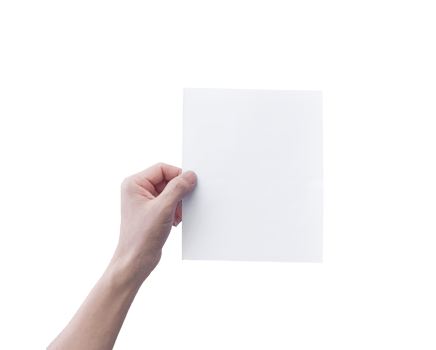 Hand holding white paper isolated. dicut photos png