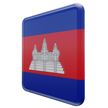 Cambodia Right View 3d textured glossy square flag png